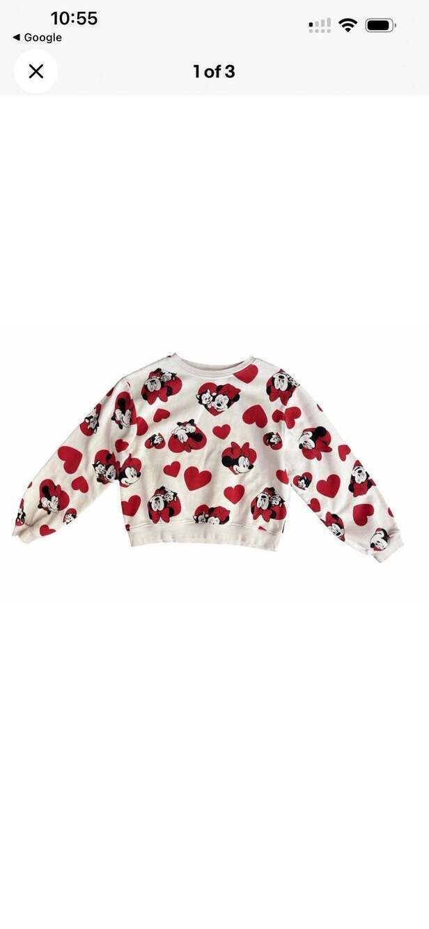 H&M x Disney Girls Minnie Mouse Heart Print Sweatshirt